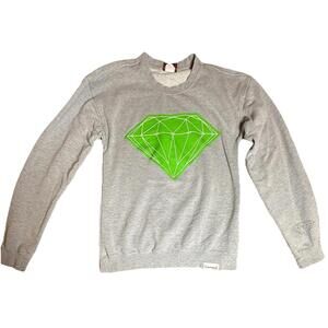 Diamond Supply Co. Grey Pullover Long Sleeve Green Diamond Medium